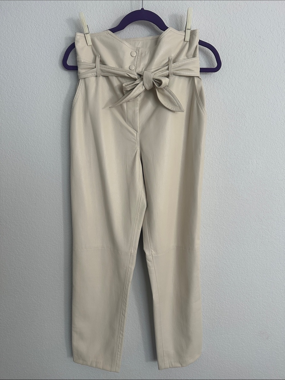 New Nanushka faux leather high waist belted  pants S $665